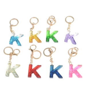 Resin Animal Alphabet Letter Light Keychain Gift for Couples Hanging Plastic Ornaments Car & Handbags Charm