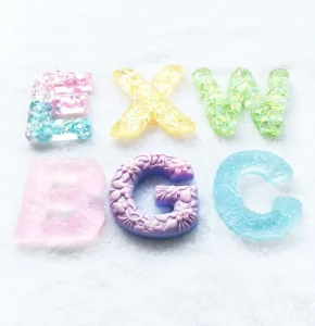 Resin Stone with Sequins Glue on Garment and Flatback Letters Sew with hang Rings As Pendant As Decoration
