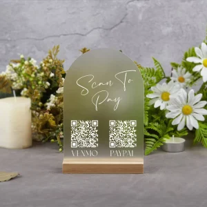 Retail Acrylic Business Sign QR Code Sign In Store Stand Display Instagram Social Media Plaque Table Sign