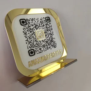 Retail Acrylic Business Sign Qr Code Sign Ins Store Stand Display Instagram Social Media Plaque Table Sign