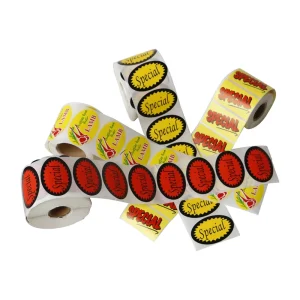 Retail Shelf Promotional Stickers Bulk Special Price and Bulk Buy Water Proof Adhesive Oval Labels for Food Packaging OEM