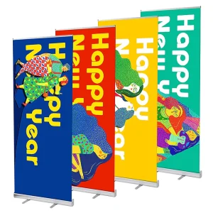 Retractable Aluminum Portable Roll Up Trade Show Mesh Backdrop Stand Indoor Outdoor Use 2 Meter Height Pull Banner