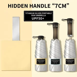 Retractable Handle Manual Parasol for Women & Men Compact Five-Fold Design with Sun Protection & UV Defense Double Rain Umbrella