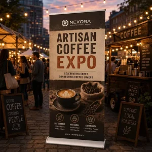 Retractable Portable Roll up Banner Exhibition Roll up Free Display for Promotion Aluminum Alloy
