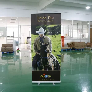 Retractable Roll up Banner Rustproof Aluminum Frame Matte PVC Custom Pattern for Outdoor Mall Front Brand Advertising