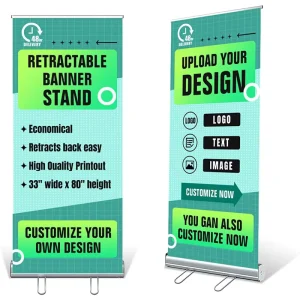 Retractable Roll up Banner Stand with Logo Aluminum Portable Pull up Banner Stand Display Rack