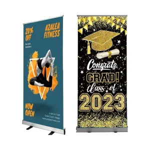Retractable Vinyl Roll Banner Stand 33.5×81 Inches Customized Portable Business Trade Show Display Base Roll up Banner Tool Free