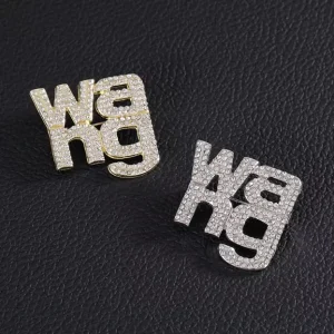 Retro Alphabet Letter Brooches Double Sided Micro Inlaid Rhinestone Brooch Pins Instagram Style Design Alloy Jewelry