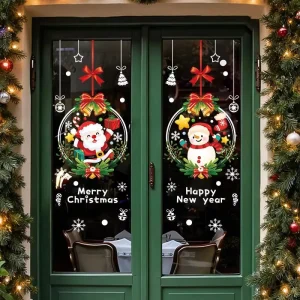 Reusable Waterproof Eco-Friendly Christmas Window Stickers Static Cling Vinyl Glass Decals Festive Home Decor