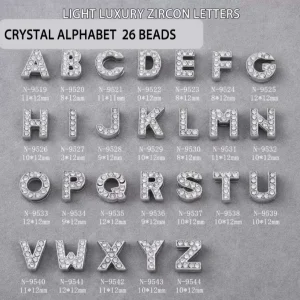 Rhinestone 12mm Metal Alphabet A Z Slide Letters for Pet Collar Necklace Slide Bracelet Wristband DIY Accessories Gifts