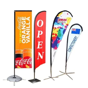 Roadside Advertising Flag Visible Telescopic Display Promotional Custom Logo Soft Signage Portable Lightweight Durable