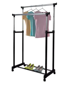 Rods Garment Rack with Wheels Clothes Storage Furniture Display Rack Clothing Rolling Rack