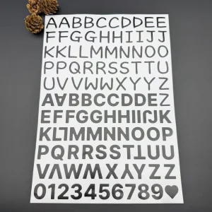 Rough Handwriting Letter Sticker English Number Decoration Self-adhesive Art Journal Gift DIY Black PVC 24 Letters