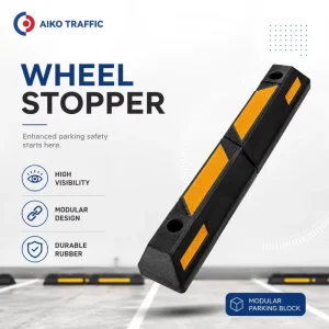 Rubber Plastic Reflective Strip Safety Parking Curb Stop With Adjustable Length And Customizable Design For Garage Use