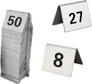 Rust Free Stainless Steel Customizable High Visibility Durable UV Protected Waterproof Weather Resistant Table Numbers Sign
