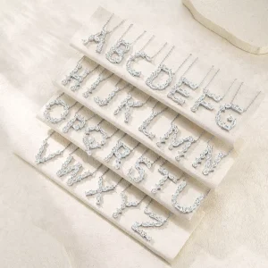 S925 Sterling Silver Fancy Moissanite 26 Letters Pendant Necklace for Women Letter Design Jewelry Gift Necklace