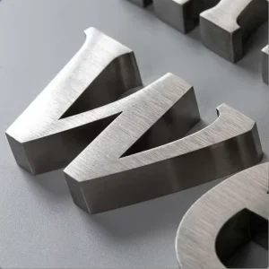 SUS304 3D Brushed Stainless Steel Letters Custom Metal Logo Sign Luxury Boutique Storefront Office Wall Mount IP65