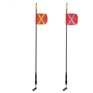 Safety LED Mining Whips with Reflective Flag (Orange) Quick Release Spring Base Work Warning Light