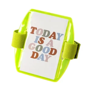 Safety Reflective Yellow Armband Badge Holder Yellow Stretch Band White Buckle