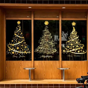 Santa Claus Christmas Window Clings Static Window Stickers for Glass Double Side Reusable Home Decoration Removable Decals