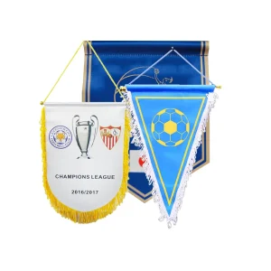 Satin Fabric Bannerette Hanging Sports Pennants Flags with Sublimation Printing Technique for Automotive Agriculture Insurance