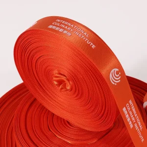 Satin Ribbon 100% Polyester Eco Friendly Custom Printed Silk Screen Logo Webbing Decorative Use for Birthday Occasions