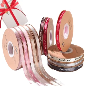 Satin Ribbon 100 Yards Roll Customized Screen Ink Print Logo Gift Satin Ribbon Printed Logo Satin Ribbon Roll
