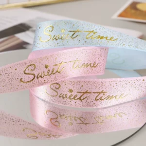 Satin Ribbon for Gift Bags & Florist Use Shimmer Satin Printed Design for Decoration Gift Ribbon Printing