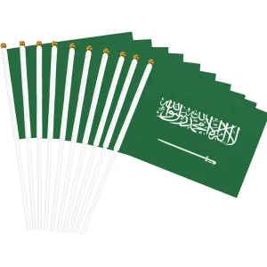 Saudi Arabian National Day Handheld Green Banner Flag with Sticks Spot Sales Saudi Flag