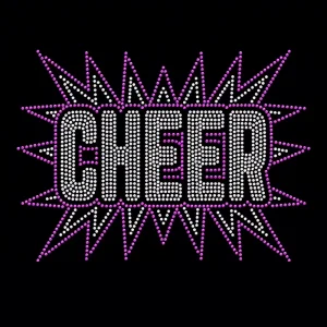 Scattered Rhinestone Transfer Cheer Motif with Sparkle Hot Fix for Customized Look