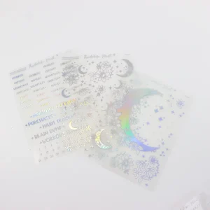 Scratch Resistant Waterproof Holographic Kiss Cut Sticker Sheet Custom Printed Glossy Stickers for Scrapbooking