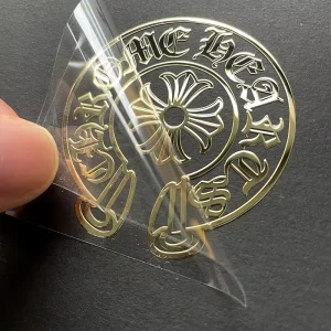 Self Adhesive 3D Embossed Nickel Logo Electroplated Metal Emblem Sticker for Electronic Products