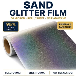 Self Adhesive Holographic Film 50 Micron Sand Glitter Effect Roll Sheet For Printing Packaging Industry