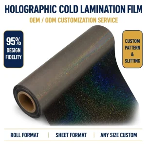 Self Adhesive Holographic Film BOPP 30mic Bubble Free Waterproof for Cosmetic Gift Box Electronic Package