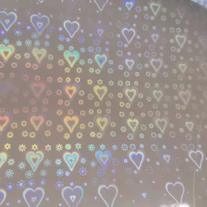 Self Adhesive Moisture Proof Holographic Heart Vinyl Sticker Soft PVC Glossy Surface Cold Lamination Film Film 635