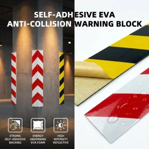 Self-Adhesive PE Foam 20mm Thick Anti-Collision Warning Block Reflective Garage Wall Protector Energy Absorbing Bumper Guard