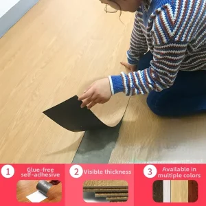 Self Adhesive PVC Floor Tile Sticker Waterproof Non Slip Wood Floor Stickers for Home Room Flooring