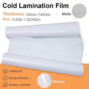 Self Adhesive Soft PVC Translucent Cold Laminating Film Glossy Matte Finish Photo Menu Certificate Protection Roll