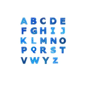 Set of 26 Letters A to Z White and Blue Synthetic Opal Alphabet Gemstones with Hole