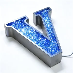 Shimmering Diamond Letter 3D Electronic Letter Sign for Business Logo