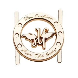 Shiny Gold Bags Accessory Brand Name Round Tags Hollow Shape Company Logo Metal Plate Hardware for Luggage