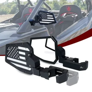 Side Mirror ATV UTV Off road Adjustable C clamp Side Mirror With Flag Fit 1.75″ to 2″ Round Roll Bar Cages