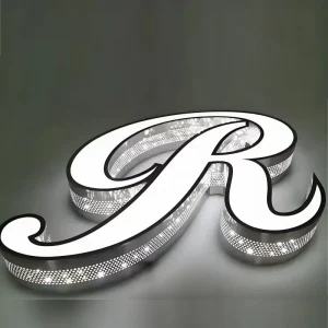 Side Punching Holes Custom LED Sign Single-color Perforated Letters Metal DC Powered Outdoor Sign for Office & Buildings