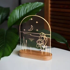 Signage Display Stand Holder Frame Customized Wooden Pedestal Acrylic Counter Top Sign Table Display Stand