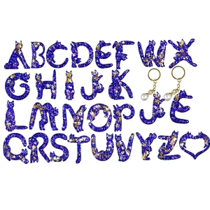 Silicone Gel DIY Silicone Mold Square Shape English Alphabet 26 Letters Cat Shaped Letter Pendants and Jewelry