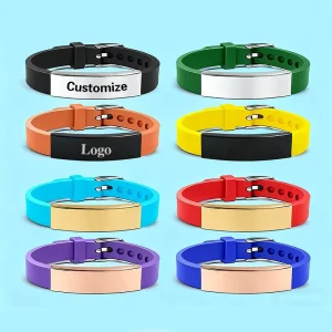 Silicone Wristband Strap Multi color Laser Engraved Printed Logo Name Blank Stainless Steel Holiday Advertising Promotion Gift