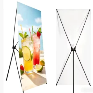 Silver Aluminum X Stand Display Weatherproof Reusable Impact Resistant for Trade Shows Exhibitions Promotions