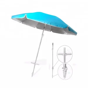 Silver Coating UV Protection Big Size Outdoor Beach Umbrella With Screw Bottom Tube