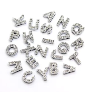 Silver Color Metal Letter Charms A Z Alphabet Beads Mini Glitter Hollow Craft for Jewelry Decoration