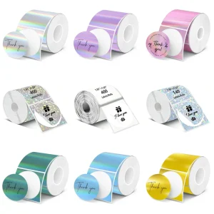 Silver Gold Pink Purple Holographic Direct Thermal Self Adhesive Oil Proof Durable Eco Friendly Heat Resistant Reusable Barcode